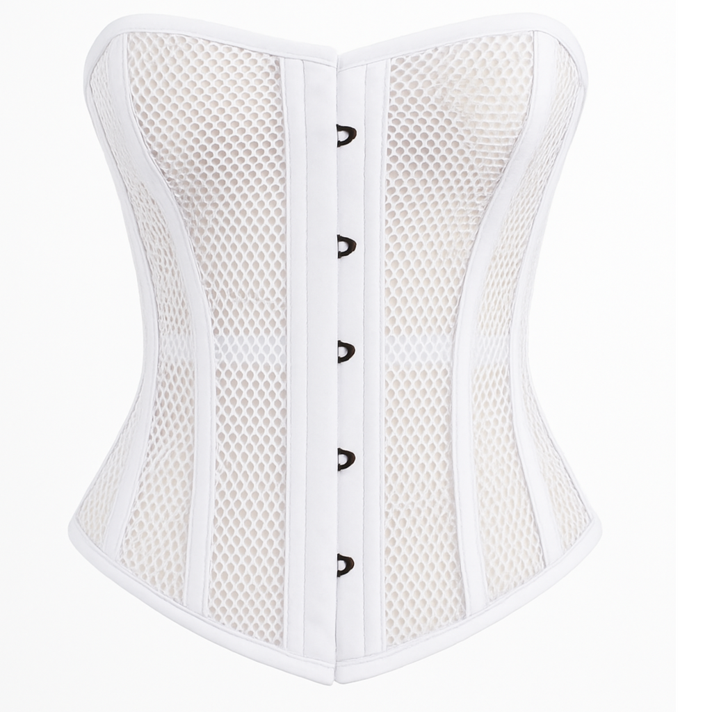 Mesh Overbust Corset – Breathable Cotton, Steel Boning & Lace-Up Back | Waist Training & Fashion Wear