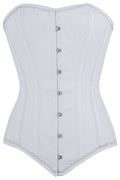 White Overbust Corset – Double Steel Boned Waist Trainer with Lace-Up Back | Premium Cotton