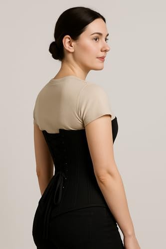 Black Underbust Corset | Steel Boned Waist Trainer | Slimming & Posture Support