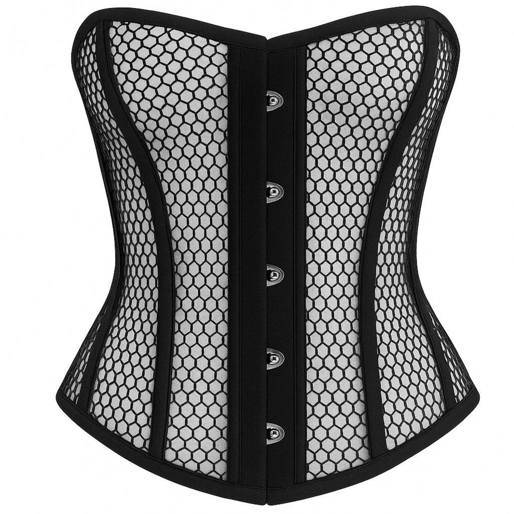 Mesh Overbust Corset – Breathable Cotton, Steel Boning & Lace-Up Back | Waist Training & Fashion Wear