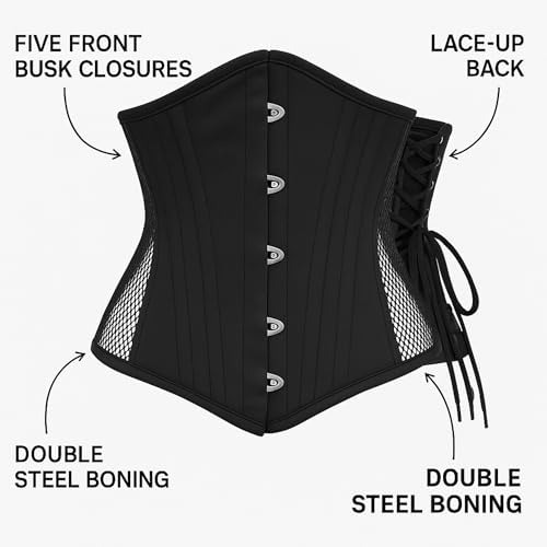 Double Steel Boned Waist Trainer Corset for Women | Underbust Mesh Cincher | Shapewear, Slimming & Posture Support