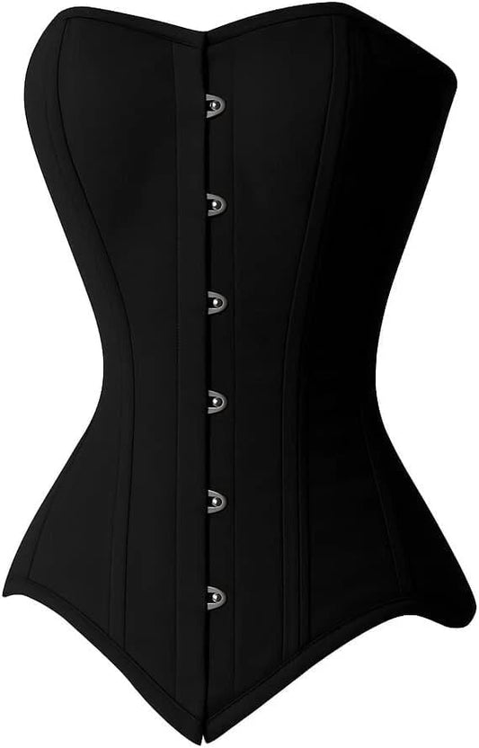 Black Overbust Corset | Double Steel Boned | Waist Training & Elegant Shapewear