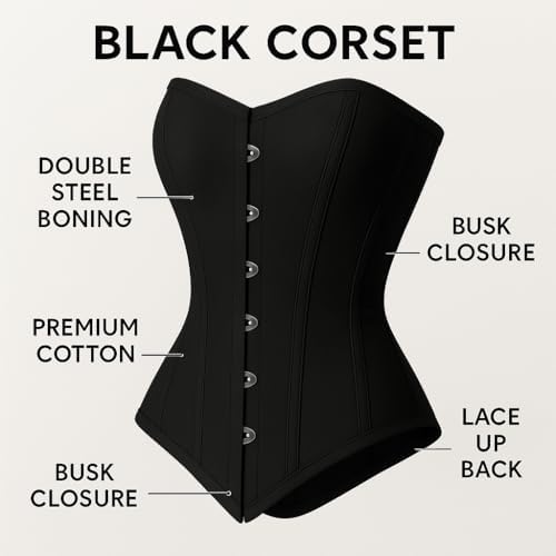 Black Overbust Corset | Double Steel Boned | Waist Training & Elegant Shapewear