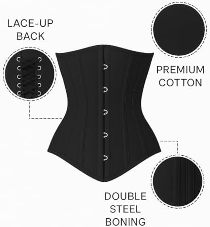 Black Underbust Corset | Steel Boned Waist Trainer | Slimming & Posture Support