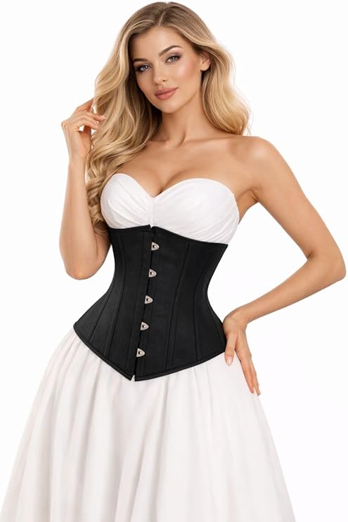 Black Underbust Corset | Steel Boned Waist Trainer | Slimming & Posture Support
