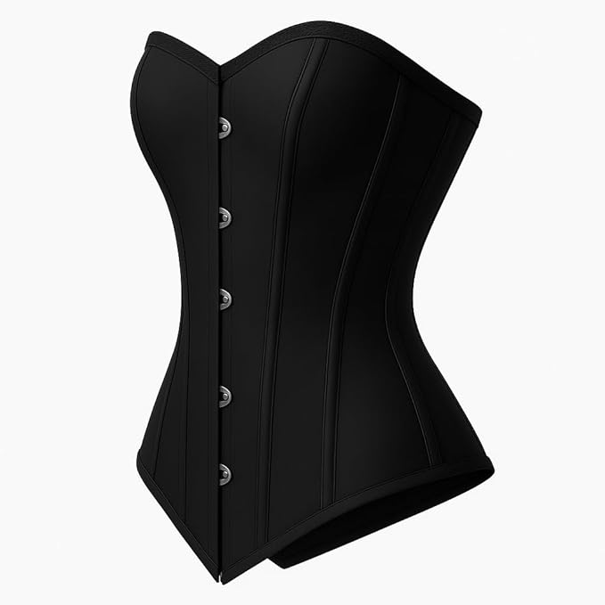Black Overbust Corset with Double Steel Boning | Premium Waist Training Corset