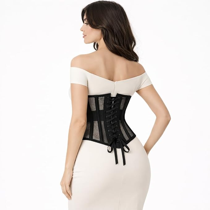 Steel Boned Underbust Corset – Mesh Waist Trainer for Women | Tummy Control Shapewear, Slimming & Posture Support