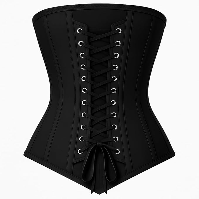 Black Overbust Corset with Double Steel Boning | Premium Waist Training Corset