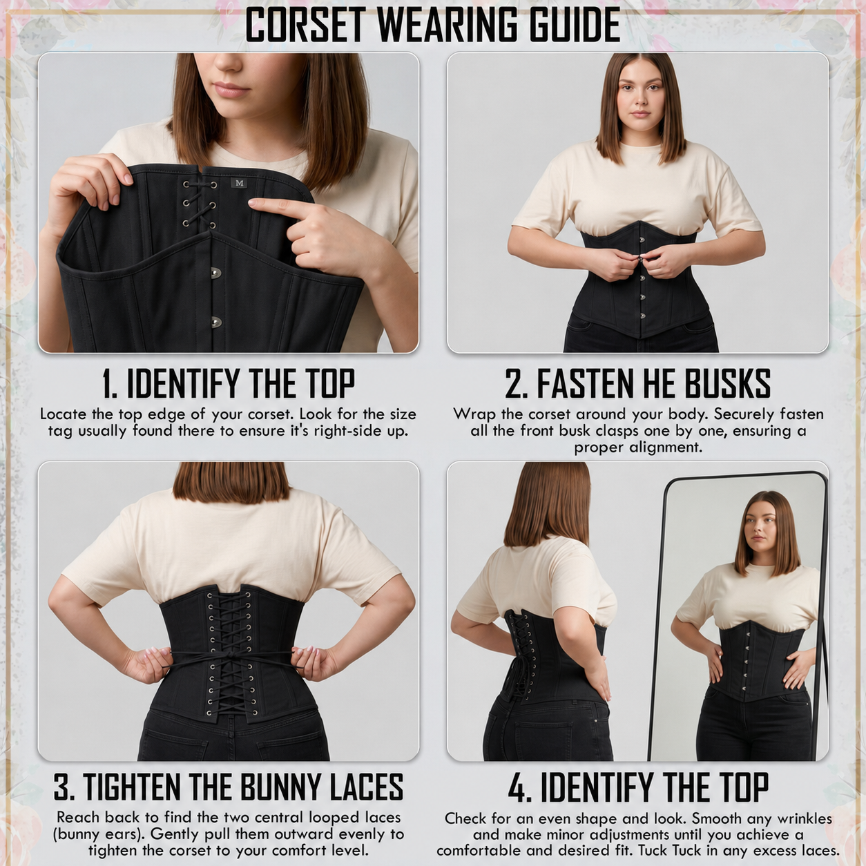 Black Underbust Corset | Steel Boned Waist Trainer | Slimming & Posture Support