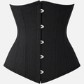 Black Underbust Corset – 24 Steel Bones, 100% Cotton Waist Training Corset with Busk Front & Lace-Up Back