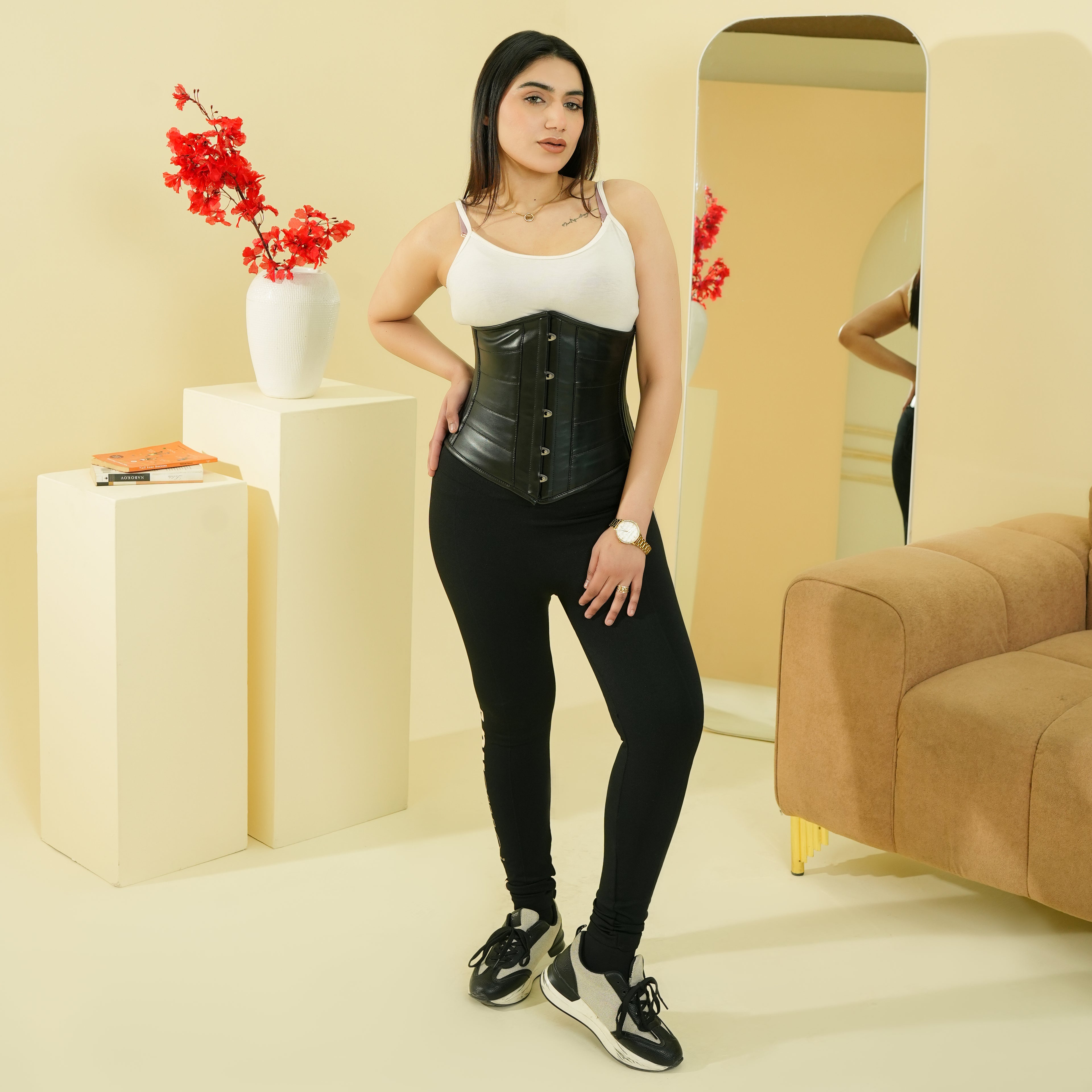 Underbust Leather Corset | Steel Boned Waist Trainer | Gothic & Steampunk Fashion
