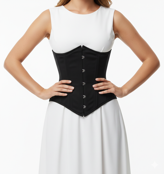 Black Underbust Corset | Steel Boned Waist Trainer | Slimming & Posture Support