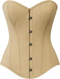 Nude Cotton Underbust Corset – 5 Busk Closures, Steel Boned Waist Trainer with Lace-Up Back