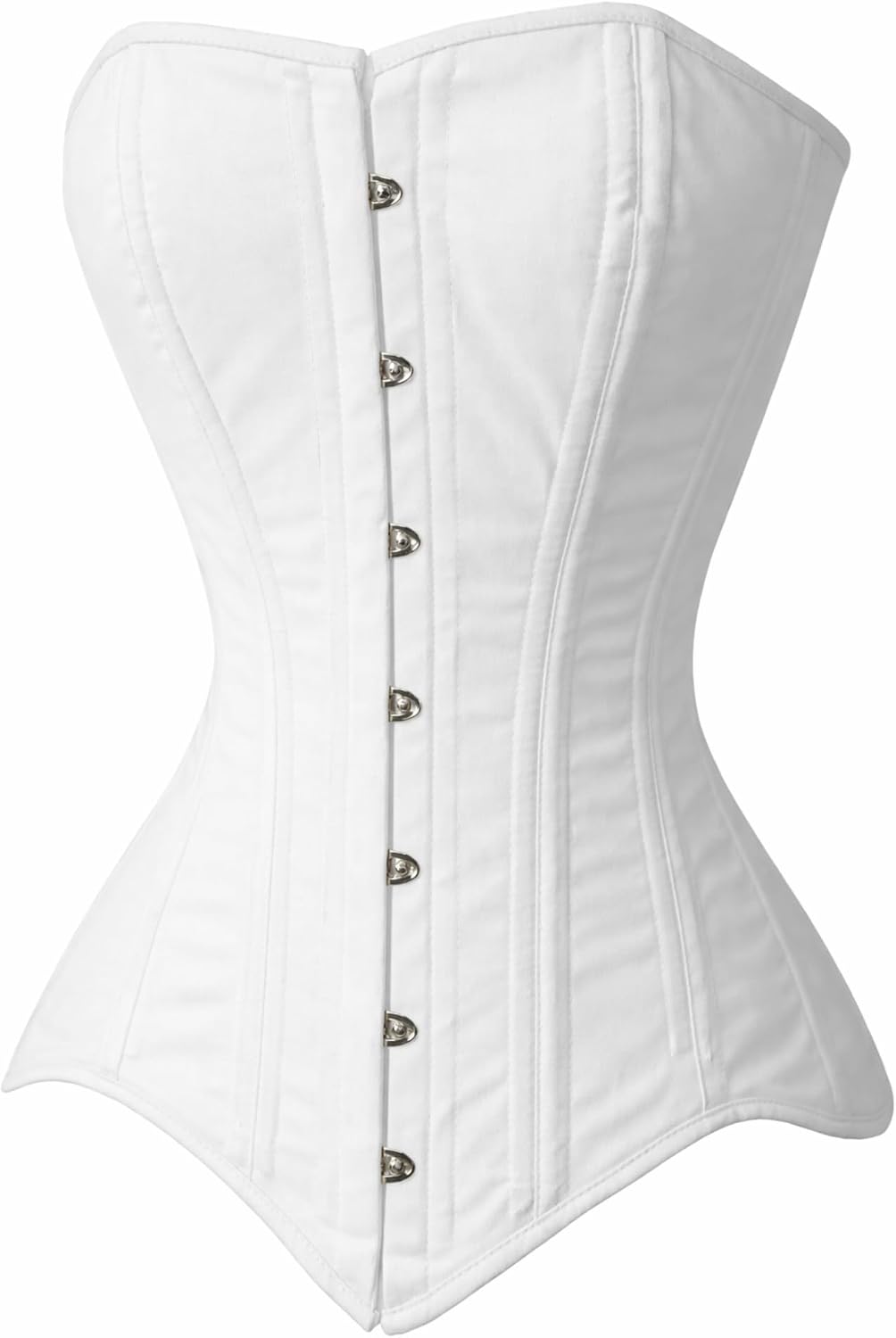 White Overbust Corset – Double Steel Boned | Premium Cotton, Lace-Up Back, Waist Training & Posture Support